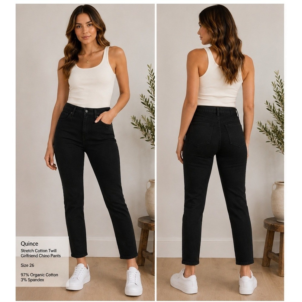 Quince Skinny Jeans Women 26 Minimalist Black Stretch Denim Slim Fit Basics